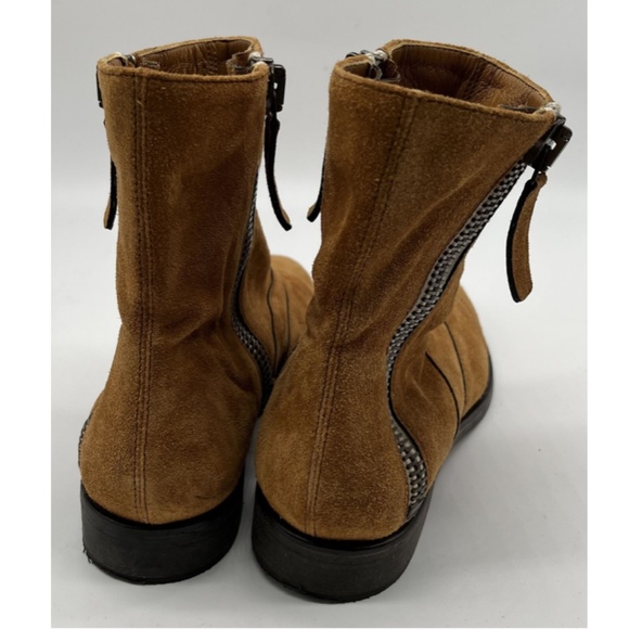 Chloe 'Lexie' Light Brown Suede Flat Ankle Bootie w/ Zip Accent sz 36 - Picture 4 of 5